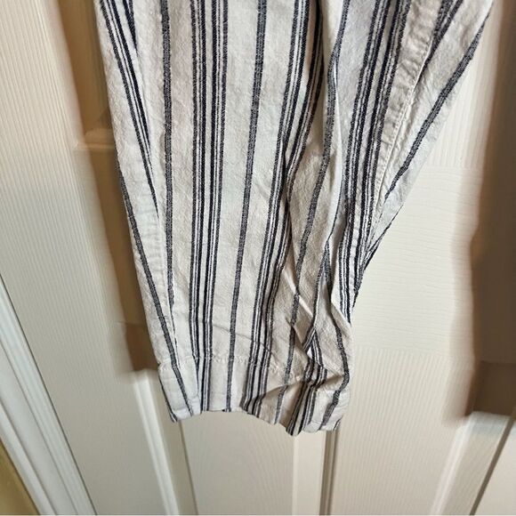 Madewell Baltic Striped Paper Bag Pants, Size 2.  Linen Blend.  Great Condition! - Picture 9 of 10